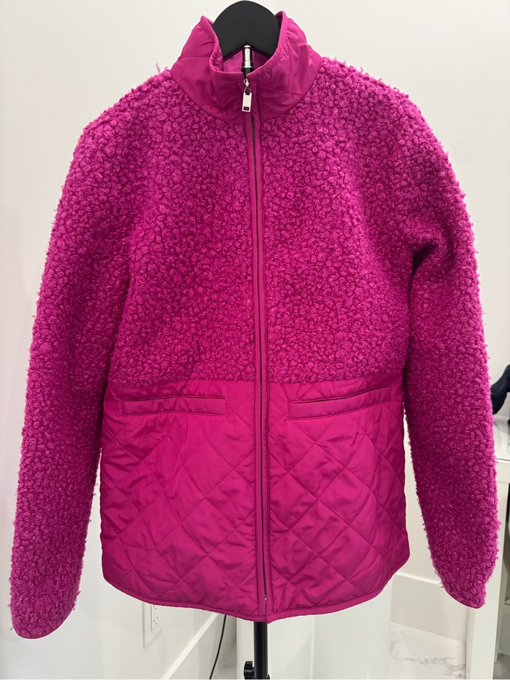 Charter Club Girls Bright Fuchsia Sherpa & Quilted Jacket